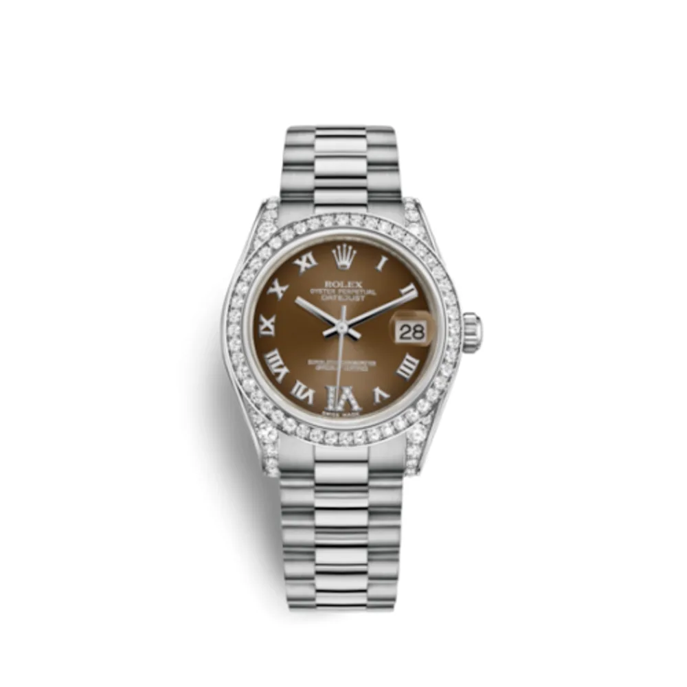Rolex Datejust 31 White Gold Diamond / President / Bronze Roman