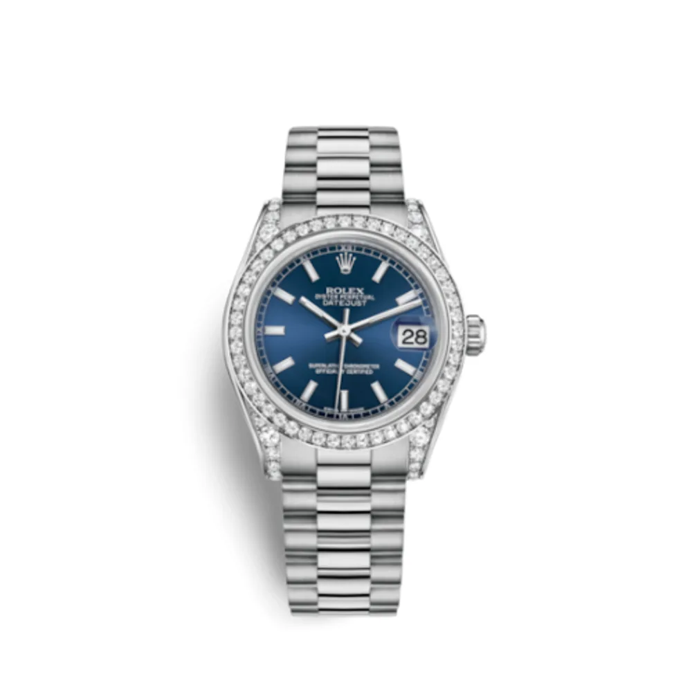 Rolex Datejust 31 White Gold Diamond / President / Blue