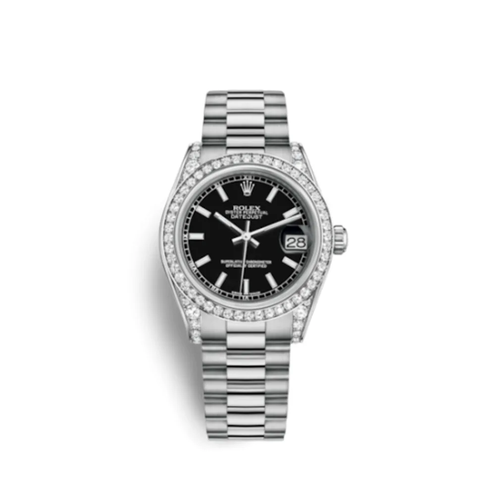 Rolex Datejust 31 White Gold Diamond / President / Black