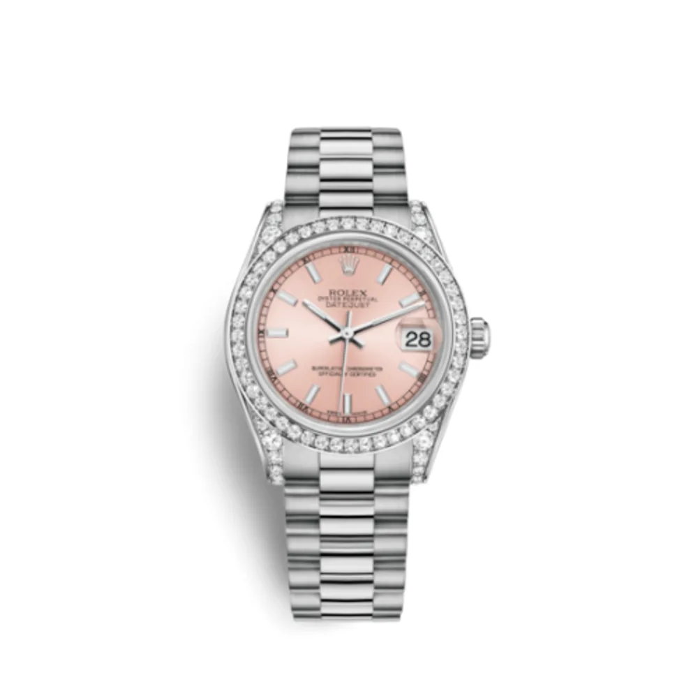 Rolex Datejust 31 White Gold Diamond / President / Pink