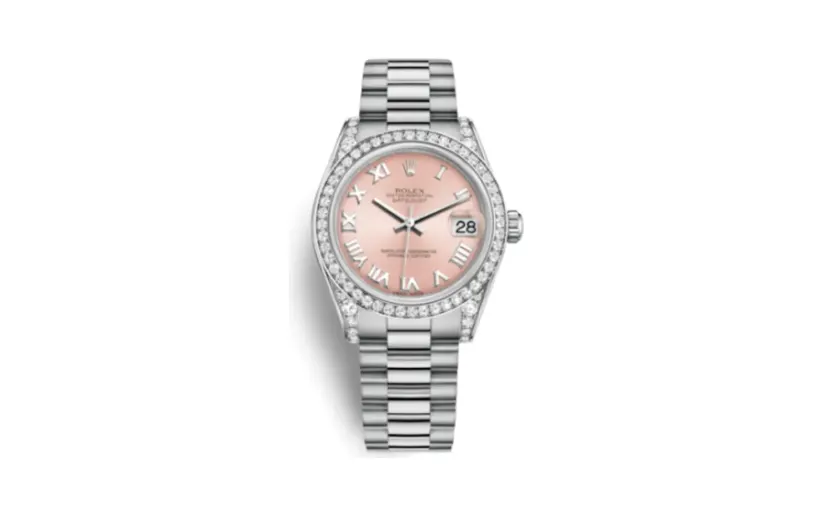 Rolex Datejust 31 White Gold Diamond / President / Pink Roman