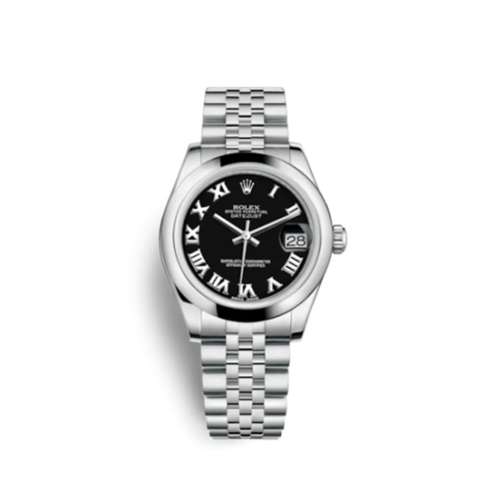 Rolex Datejust 31 Stainless Steel Domed / Jubilee / Black Roman