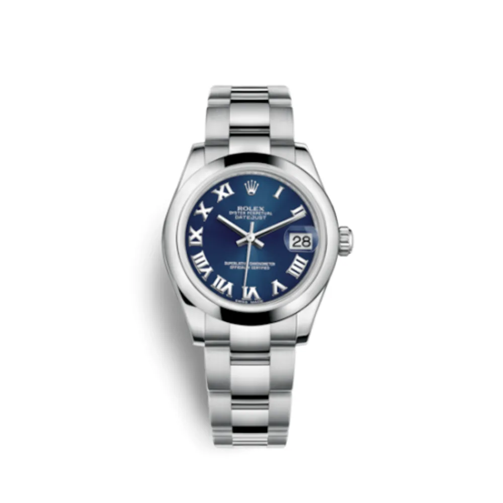 Rolex Datejust 31 Stainless Steel Domed / Oyster / Blue Roman