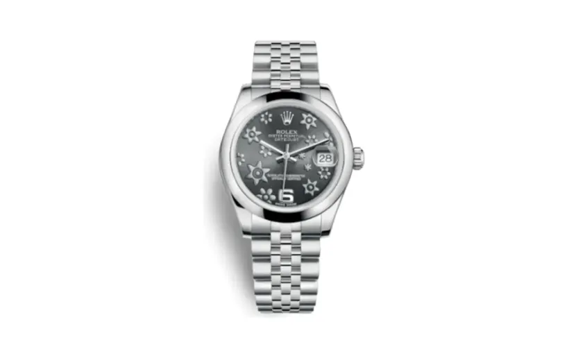 Rolex Datejust 31 Stainless Steel Domed / Jubilee / Dark Rhodium Floral