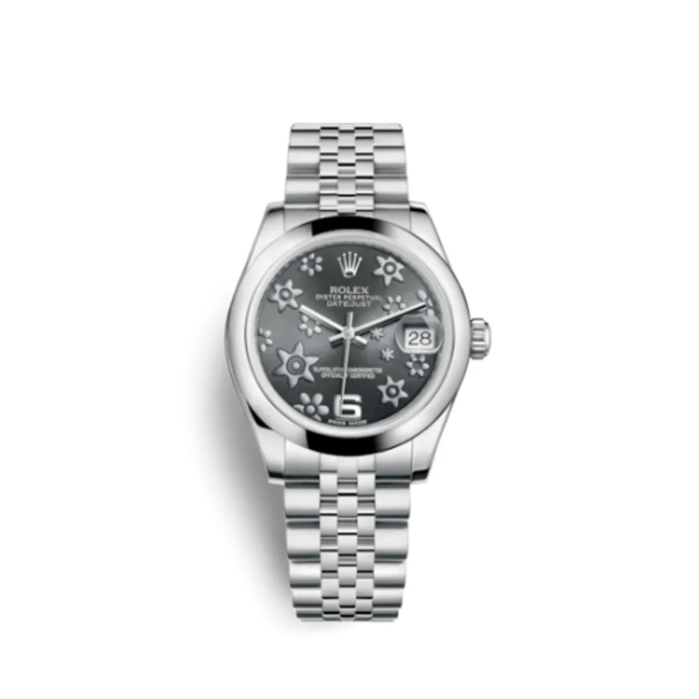Rolex Datejust 31 Stainless Steel Domed / Jubilee / Dark Rhodium Floral