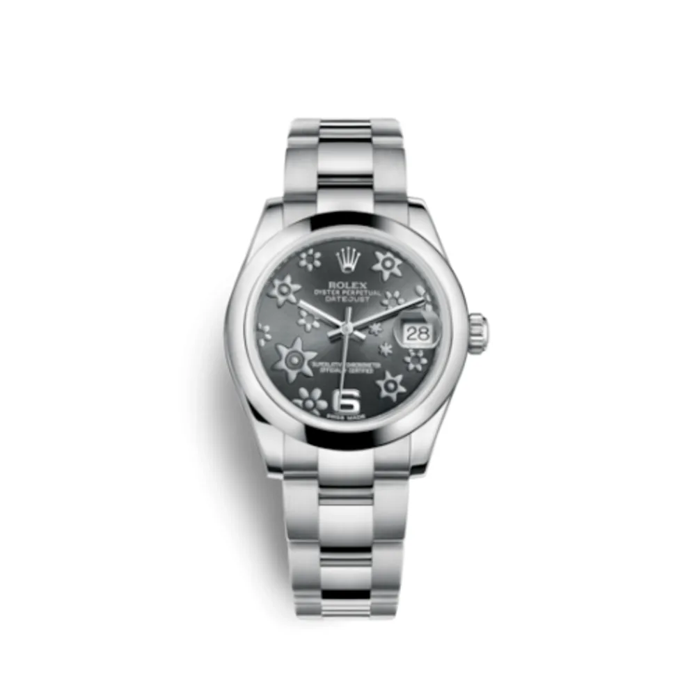 Rolex Datejust 31 Stainless Steel Domed / Oyster / Dark Rhodium Floral