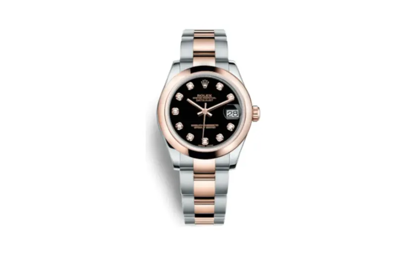 Rolex Datejust 31 Rolesor Everose Domed / Oyster / Black Diamond