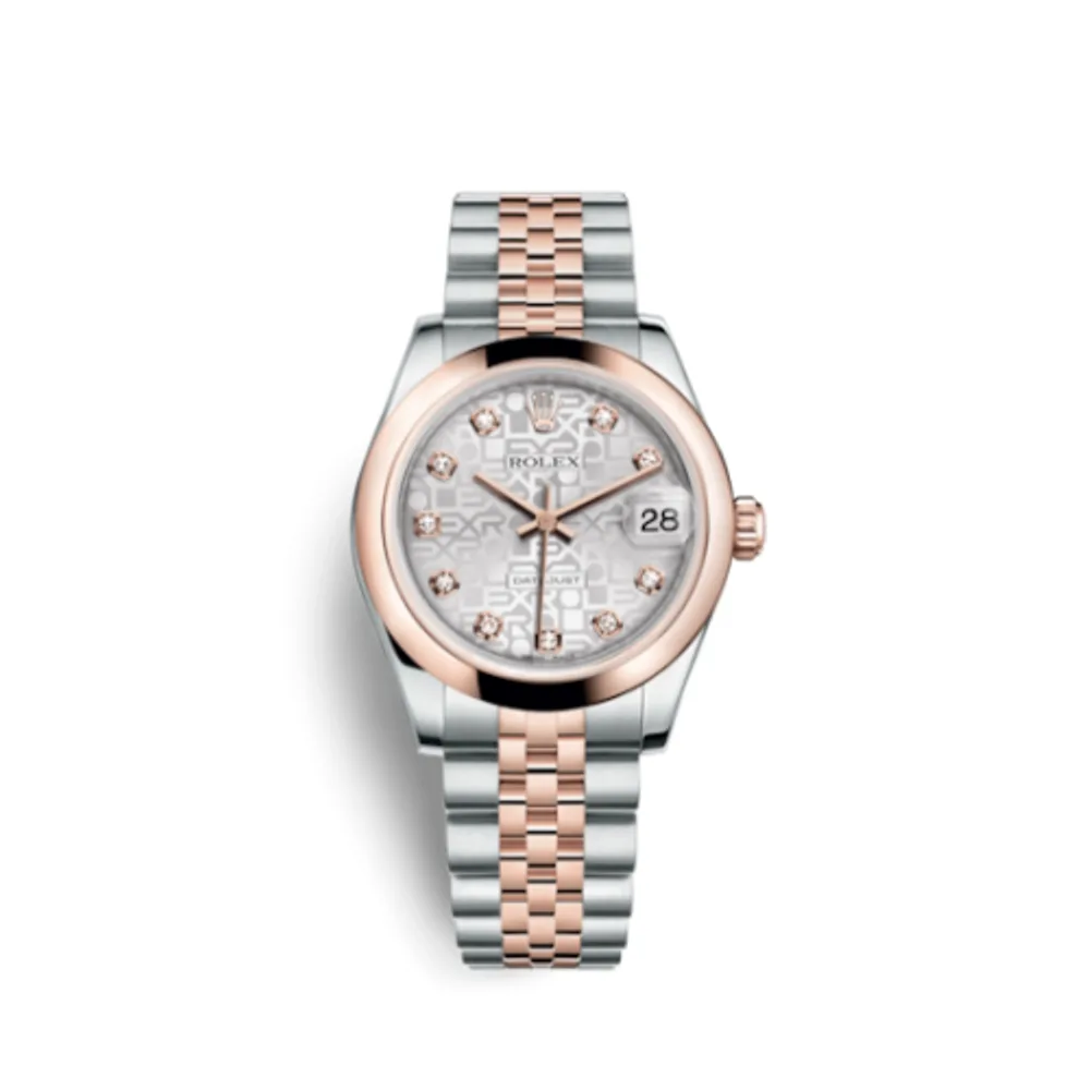 Rolex Datejust 31 Rolesor Everose Domed / Jubilee / Silver Computer