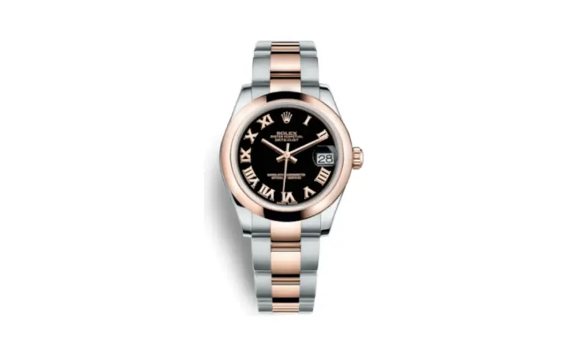Rolex Datejust 31 Rolesor Everose Domed / Oyster / Black Roman