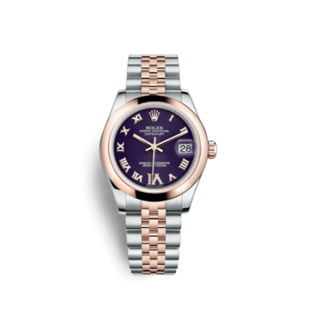 Rolex Datejust 31 Rolesor Everose Domed / Jubilee / Purple Roman