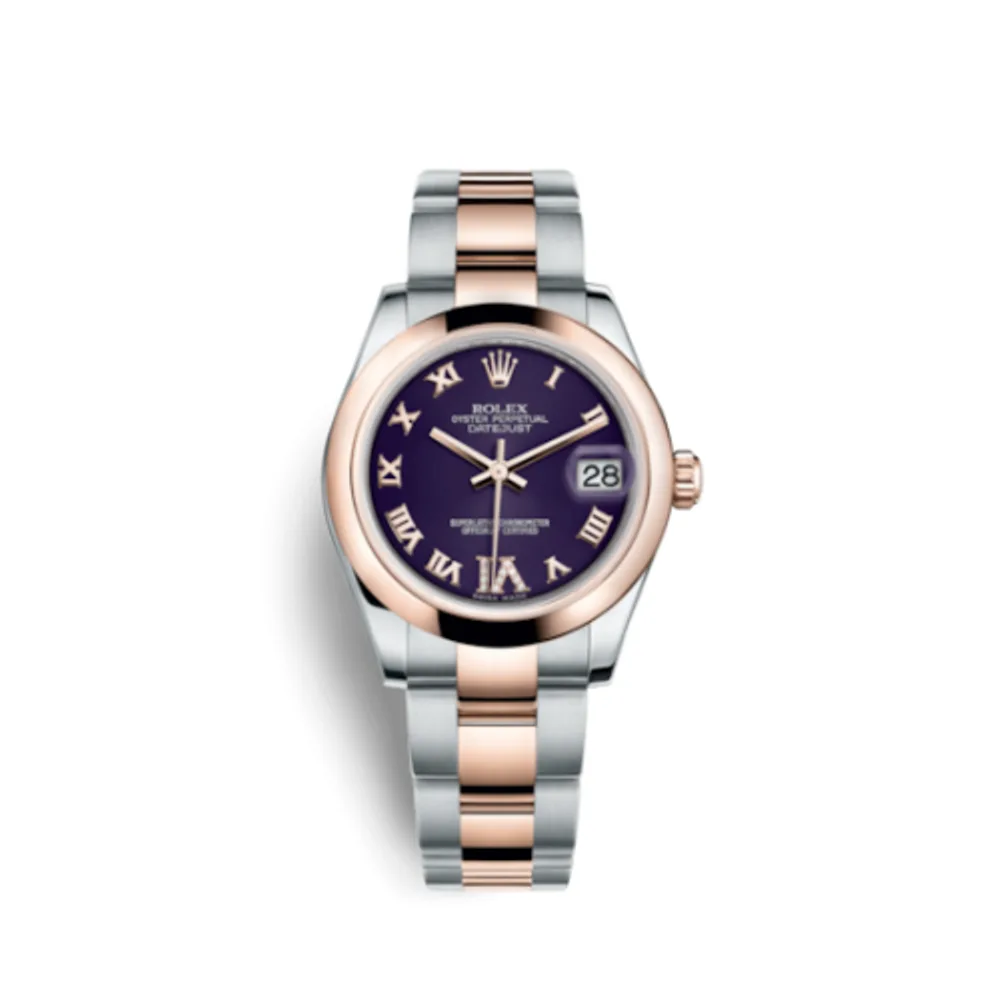 Rolex Datejust 31 Rolesor Everose Domed / Oyster / Purple Roman
