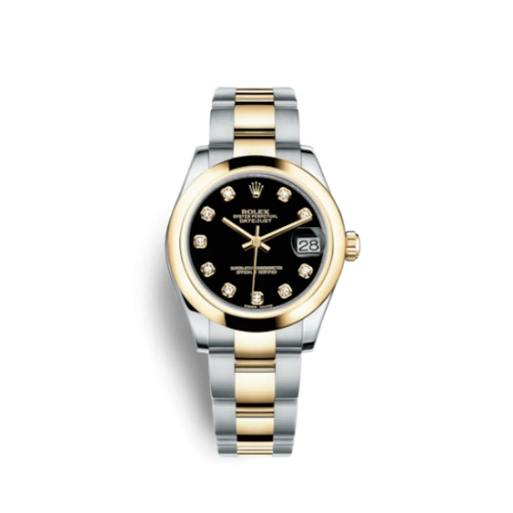 Rolex Datejust 31 Rolesor Yellow Domed / Oyster / Black Diamond