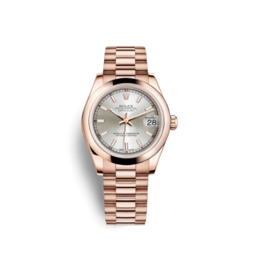 Rolex Datejust 31 Everose Domed / President / Silver