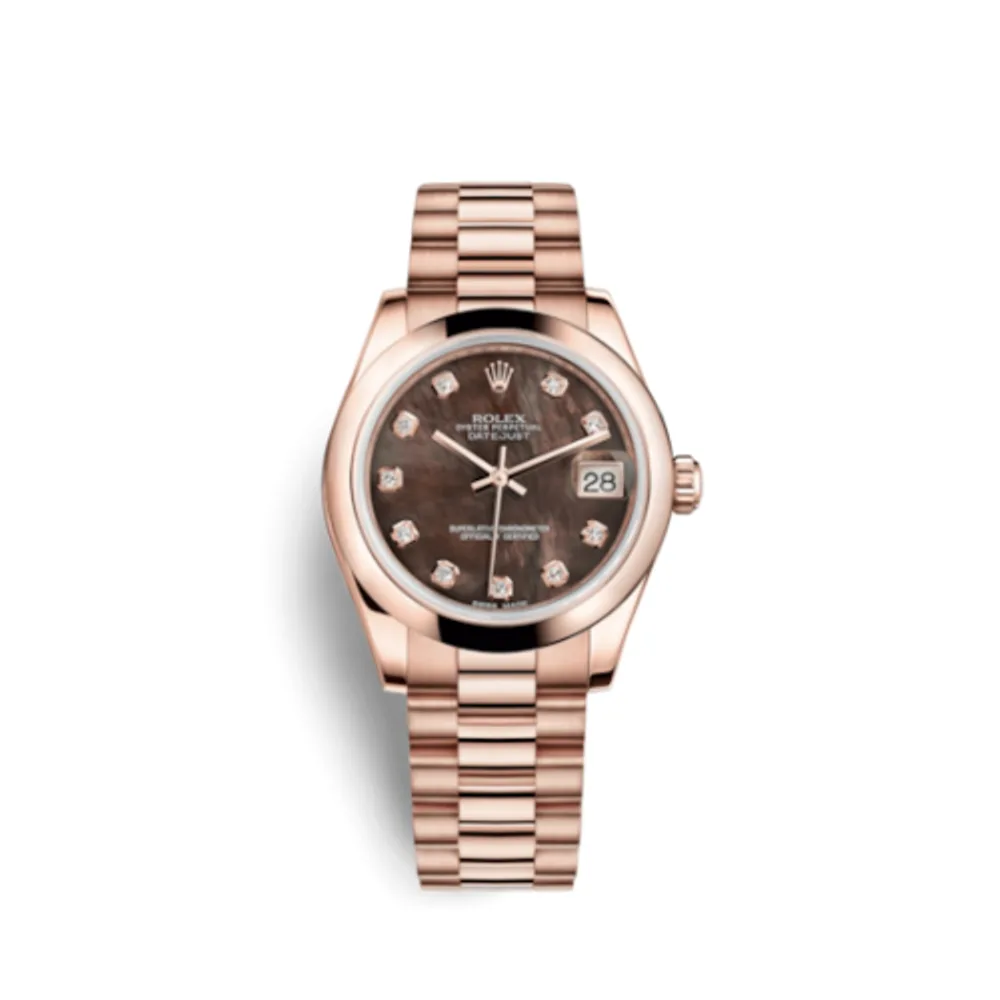 Rolex Datejust 31 Everose Domed / President / Black MOP