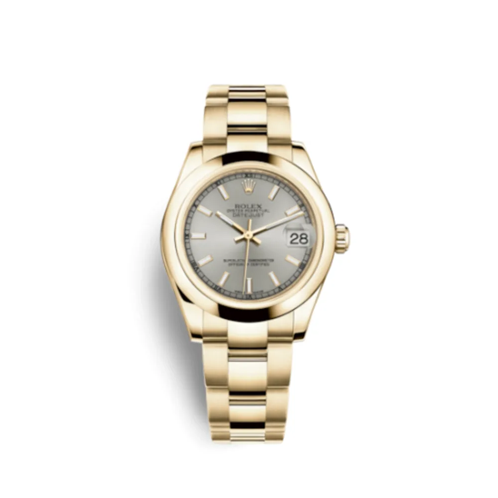 Rolex Datejust 31 Yellow Gold Domed / Oyster / Silver
