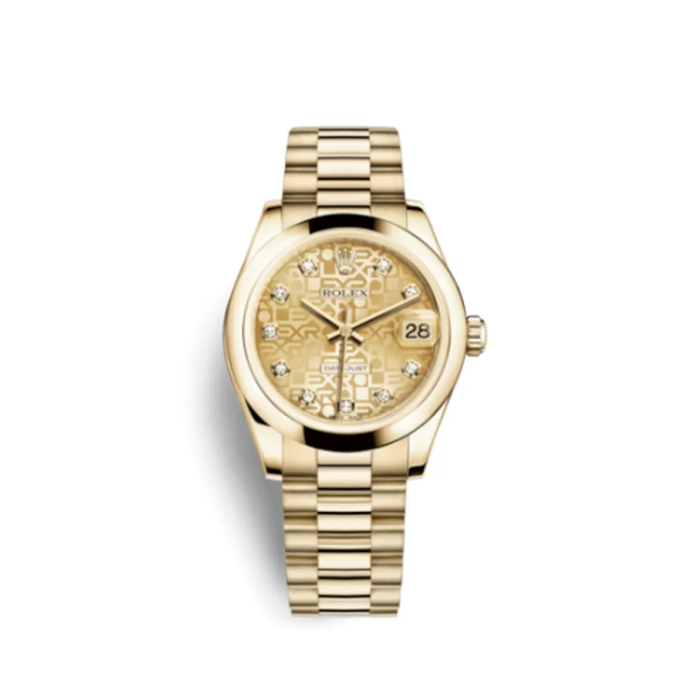 Rolex Datejust 31 Yellow Gold Domed / President / Champagne Computer
