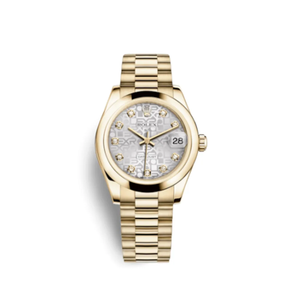 Rolex Datejust 31 Yellow Gold Domed / President / Silver Computer