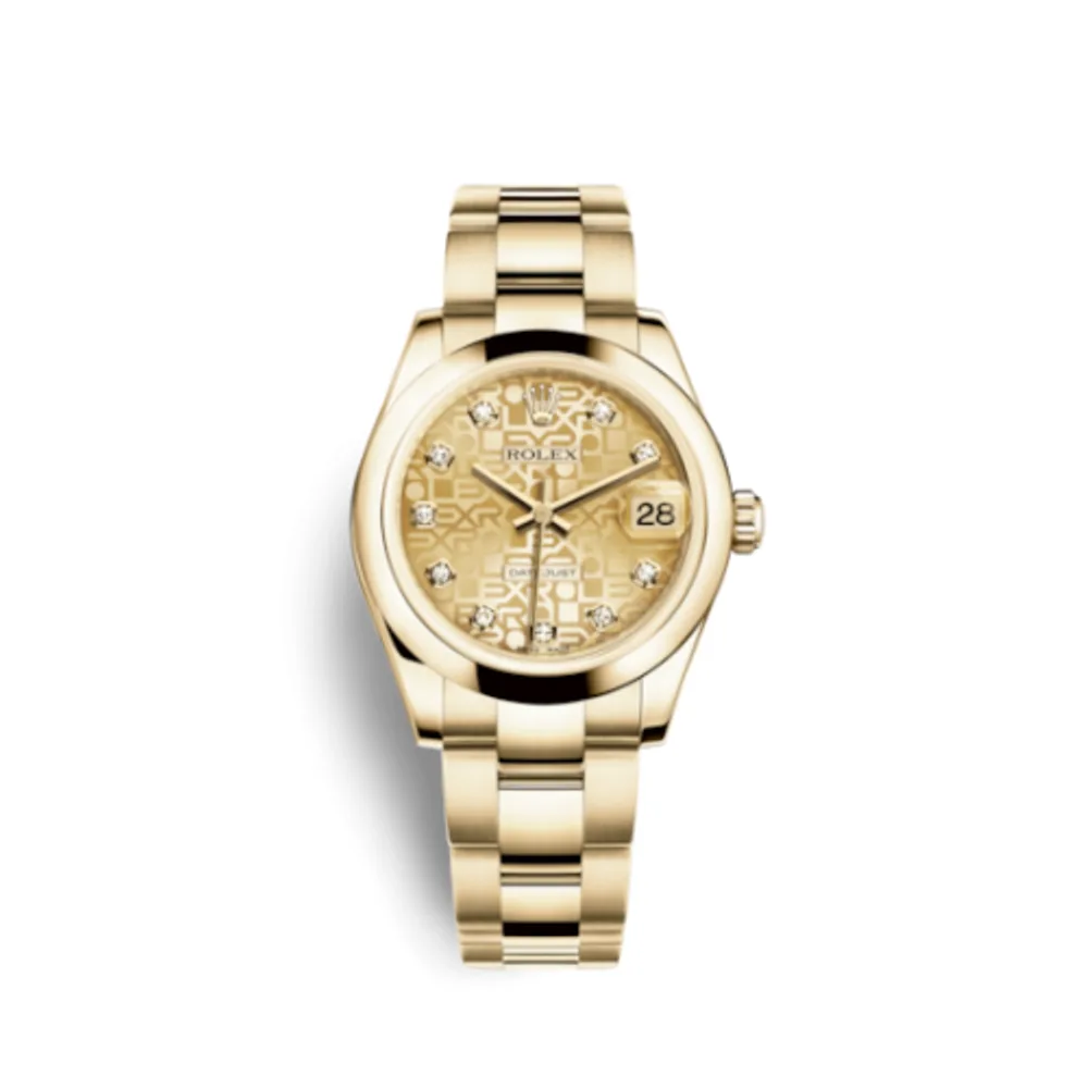 Rolex Datejust 31 Yellow Gold Domed / Oyster / Champagne Computer