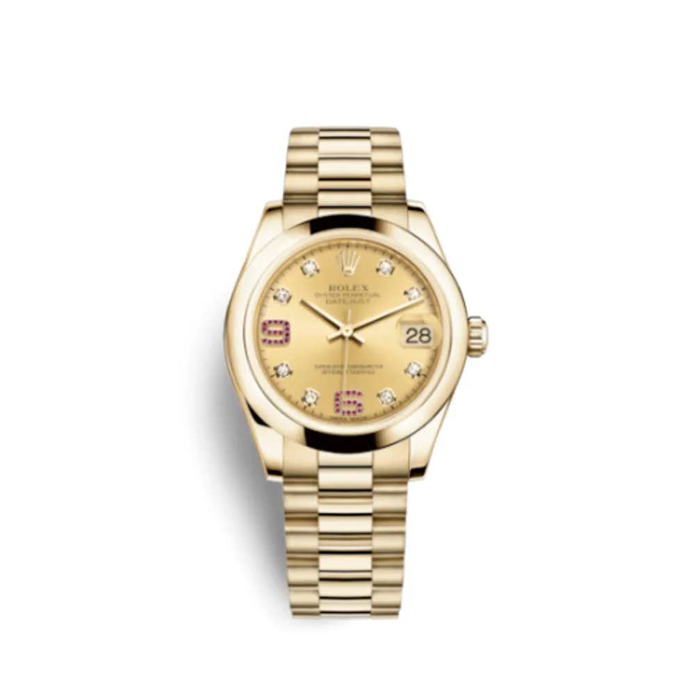 Rolex Datejust 31 Yellow Gold Domed / President / Champagne Diamond