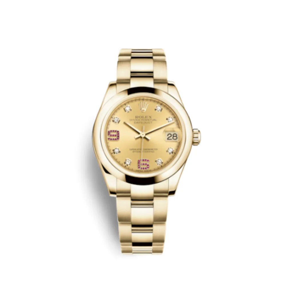Rolex Datejust 31 Yellow Gold Domed / Oyster / Champagne Diamond