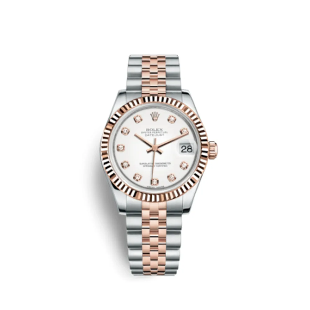 Rolex Datejust 31 Rolesor Everose Fluted / Jubilee / White Diamond