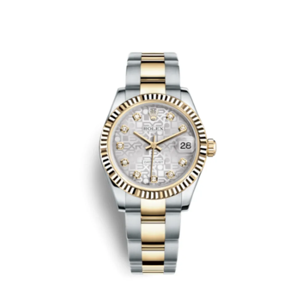 Rolex Datejust 31 Rolesor Yellow Fluted / Oyster / Silver Computer