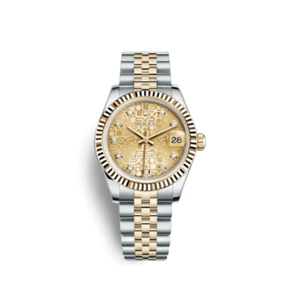 Rolex Datejust 31 Rolesor Yellow Fluted / Jubilee / Champagne Computer