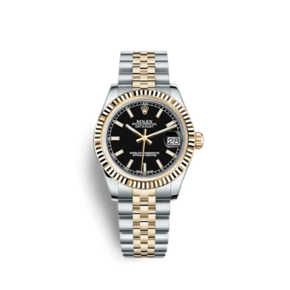 Rolex Datejust 31 Rolesor Yellow Fluted / Jubilee / Black