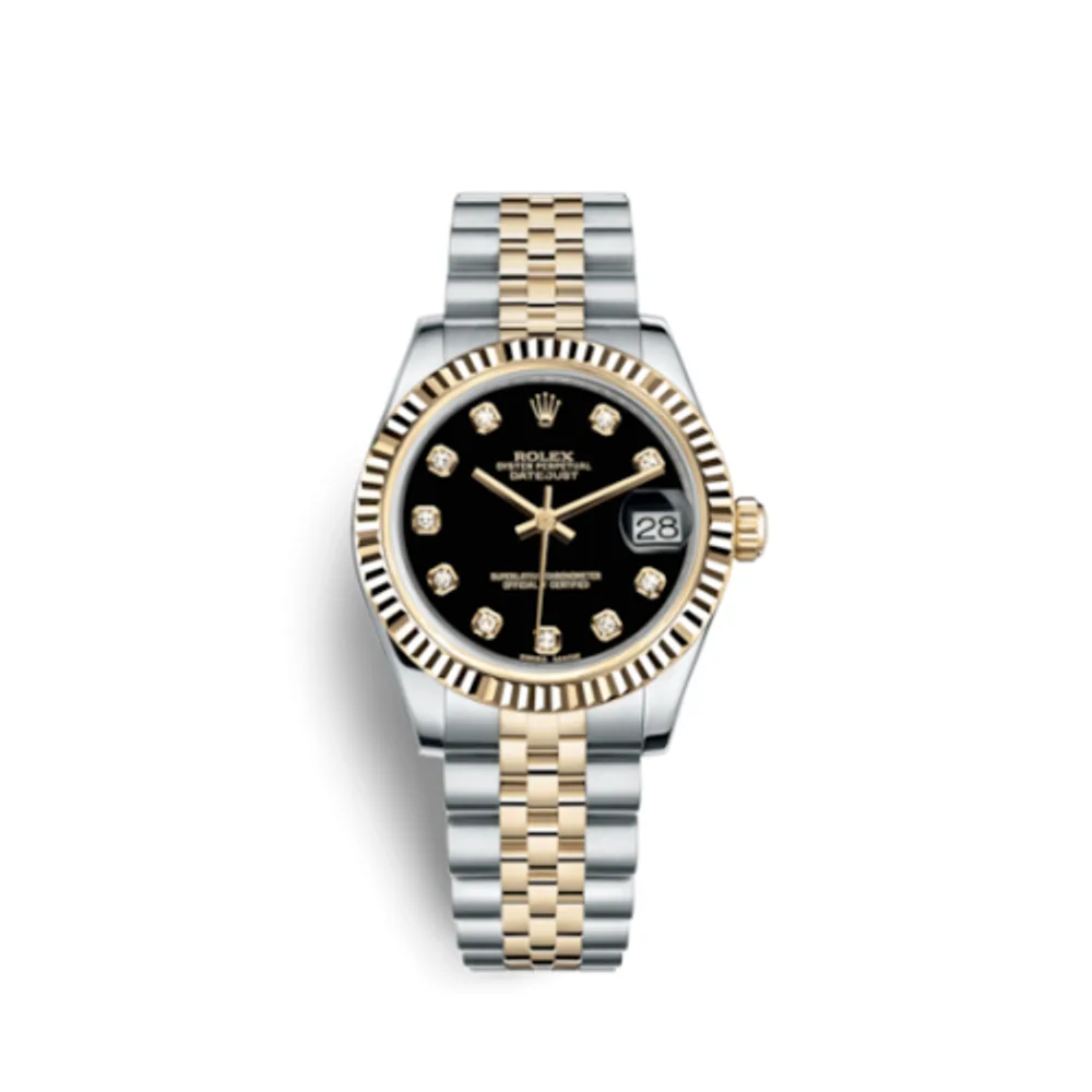 Rolex Datejust 31 Rolesor Yellow Fluted / Jubilee / Black Diamond