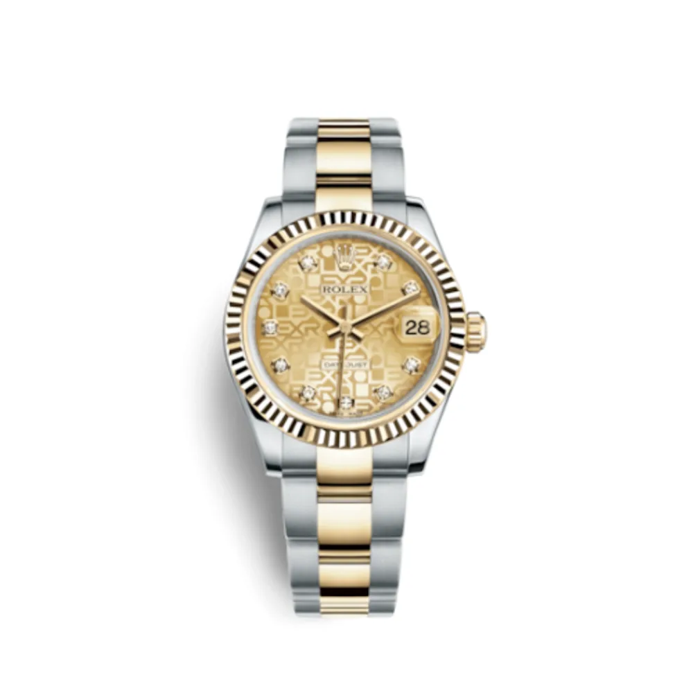Rolex Datejust 31 Rolesor Yellow Fluted / Oyster / Champagne Computer