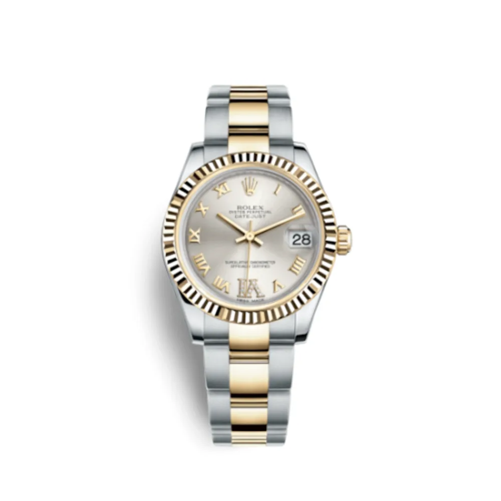 Rolex Datejust 31 Rolesor Yellow Fluted / Oyster / Silver Roman