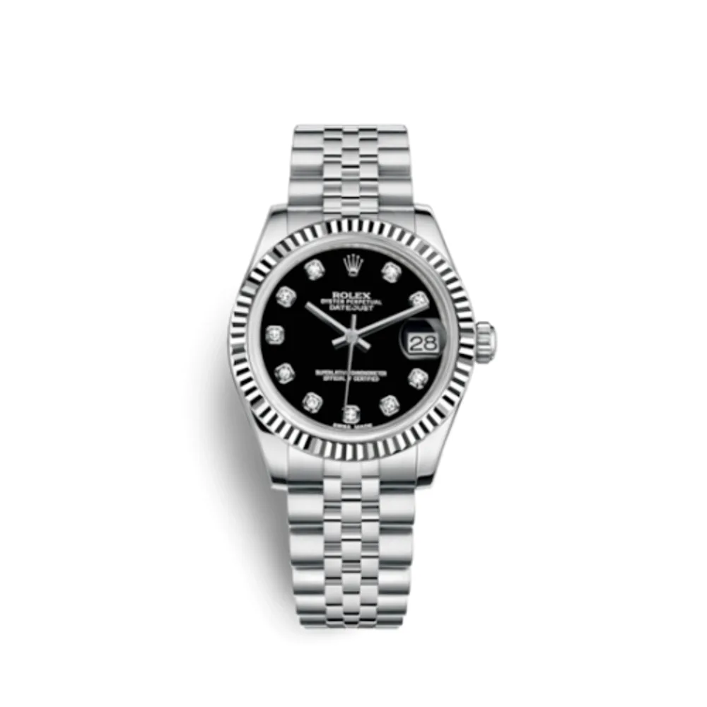Rolex Datejust 31 Stainless Steel Fluted / Jubilee / Black - Diamond