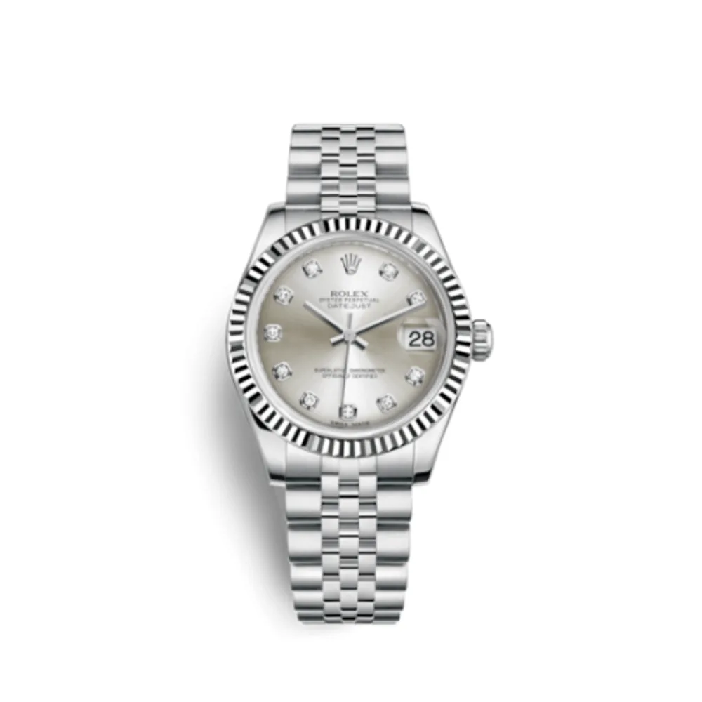 Rolex Datejust 31 Stainless Steel Fluted / Jubilee / Silver - Diamond