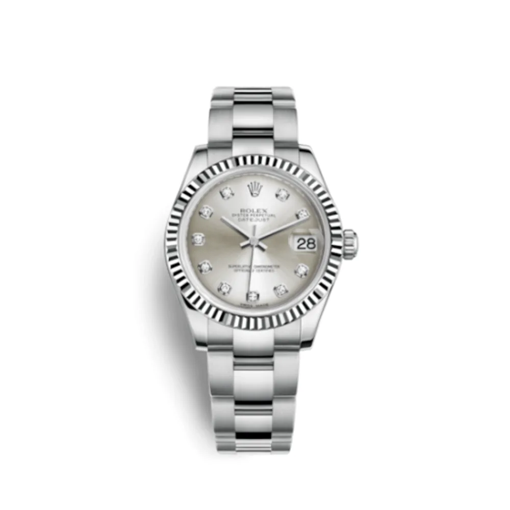 Rolex Datejust 31 Stainless Steel Fluted / Oyster / Silver - Diamond