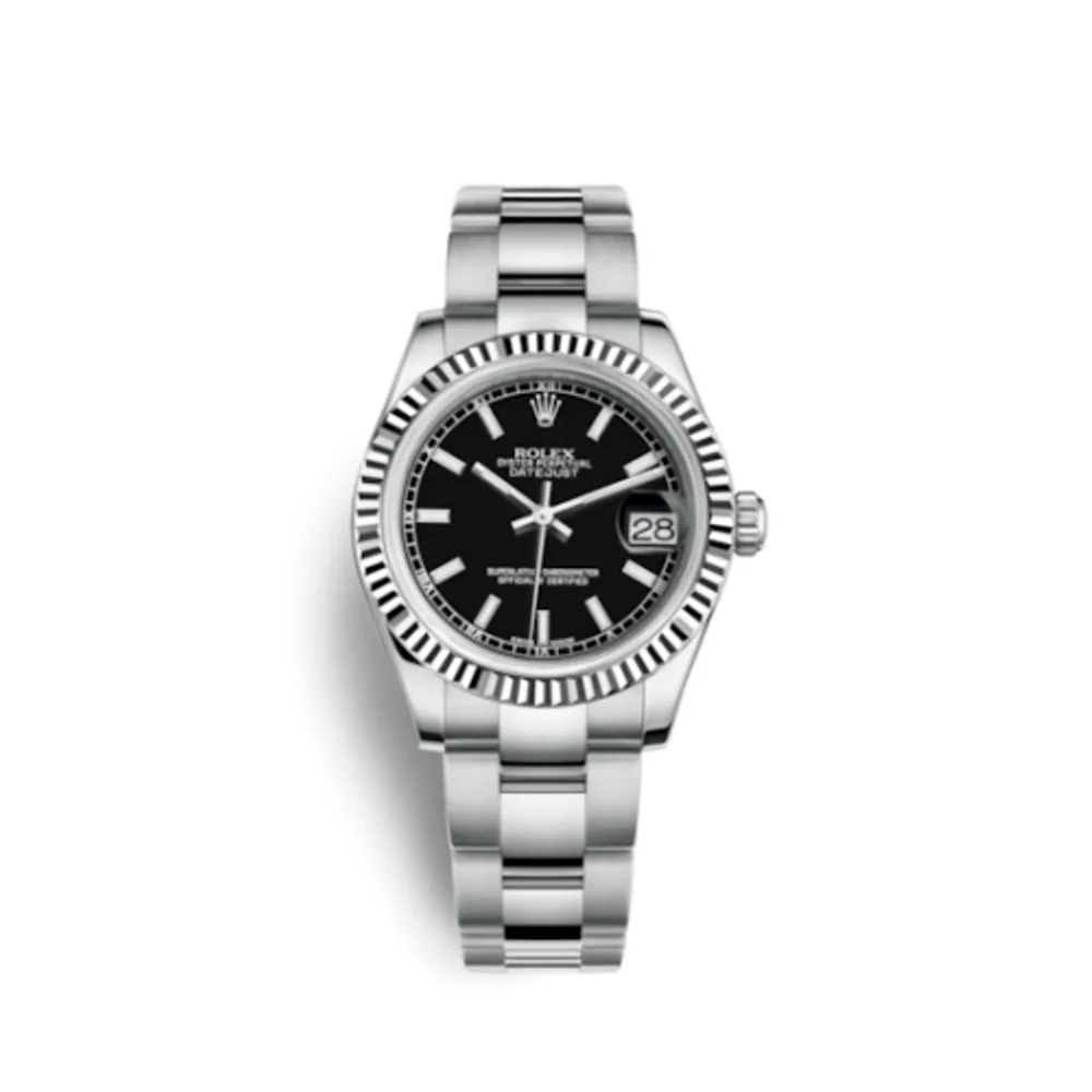 Rolex Datejust 31 Stainless Steel Fluted / Oyster / Black