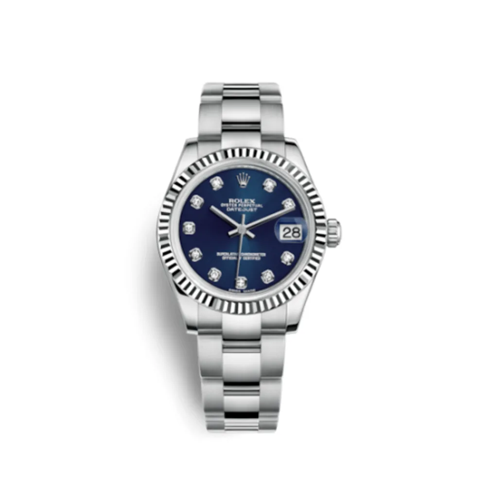 Rolex Datejust 31 Stainless Steel Fluted / Oyster / Blue - Diamond