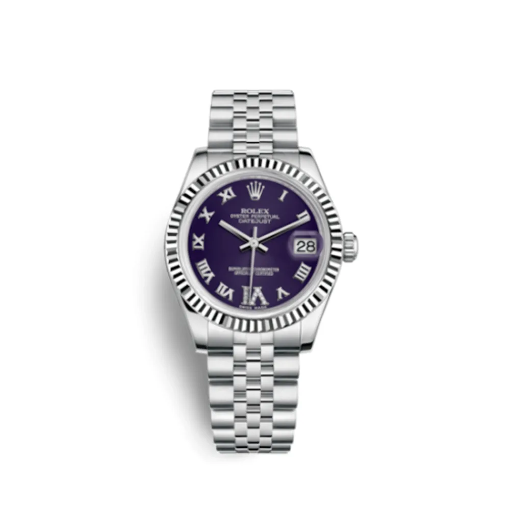Rolex Datejust 31 Stainless Steel Fluted / Jubilee / Purple Roman