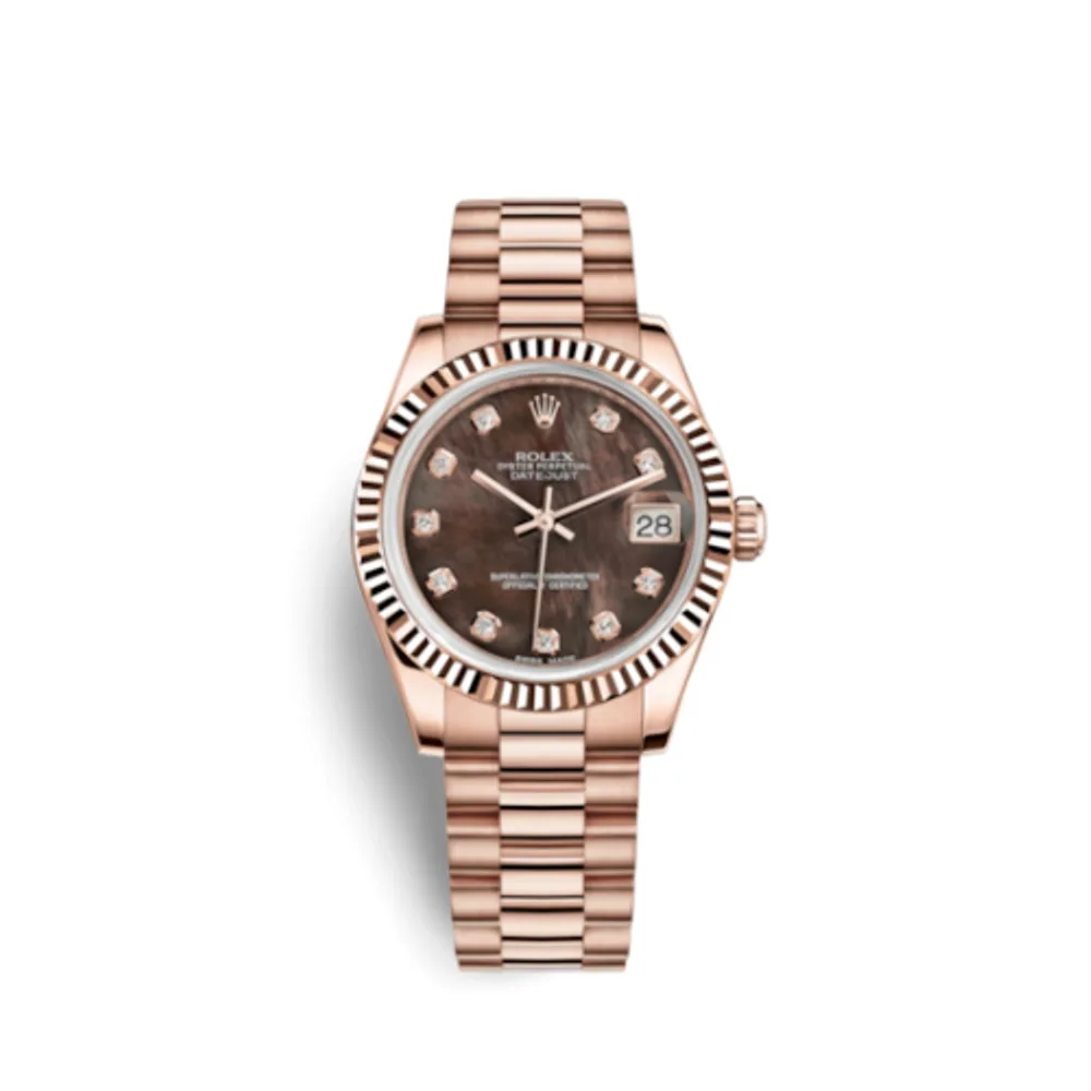 Rolex Datejust 31 Everose Fluted / President / Black MOP