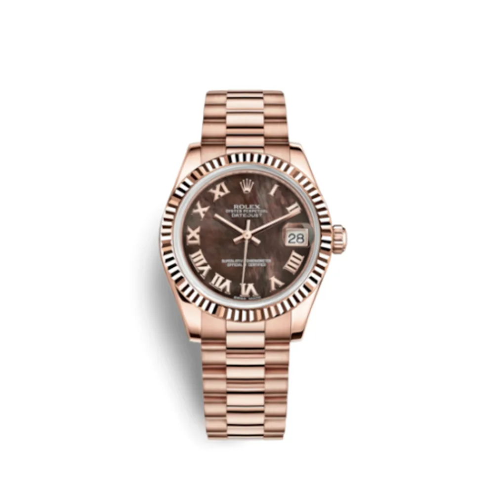 Rolex Datejust 31 Everose Fluted / President / Black MOP Roman