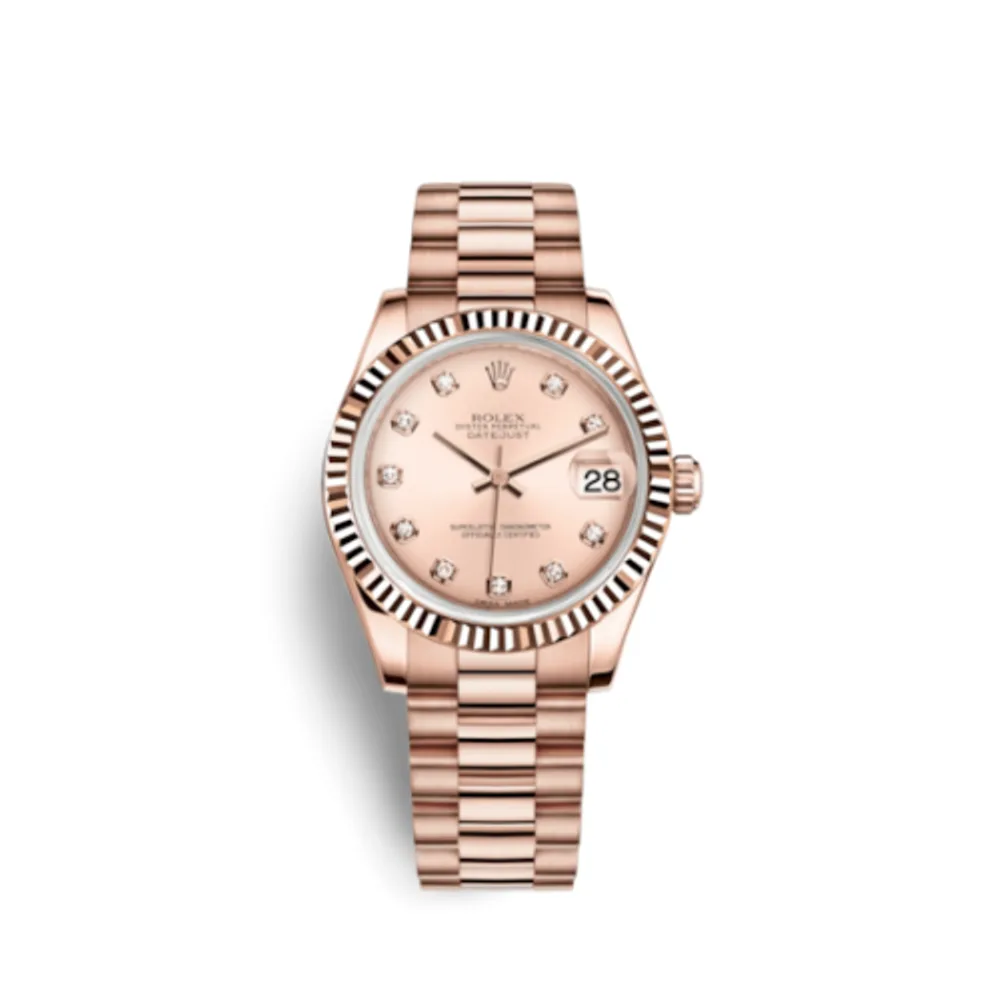 Rolex Datejust 31 Everose Fluted / President / Pink Diamonds
