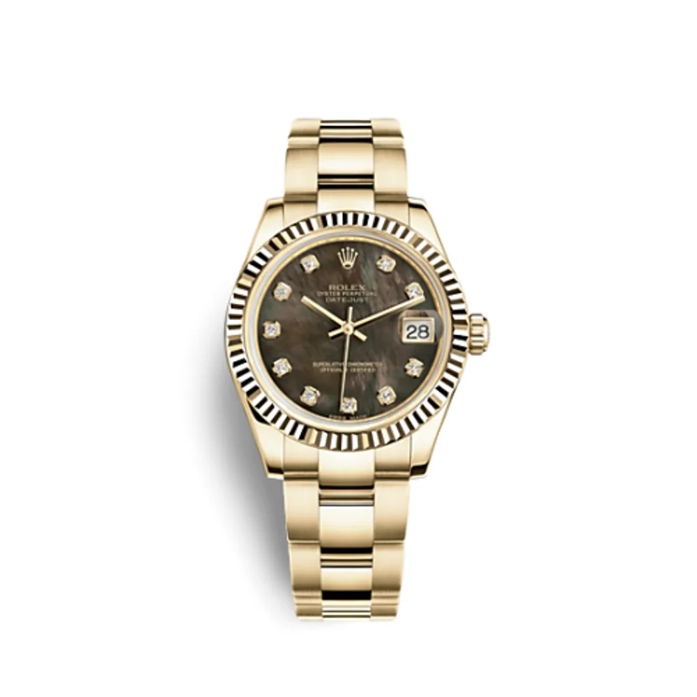 Rolex Datejust 31 Yellow Gold Fluted / Oyster / Black MOP