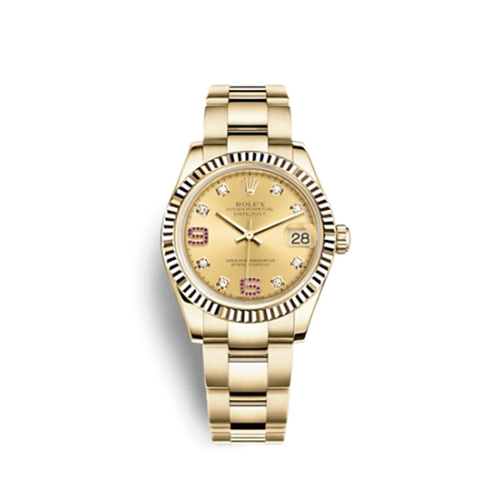Rolex Datejust 31 Yellow Gold Fluted / Oyster / Champagne Diamond