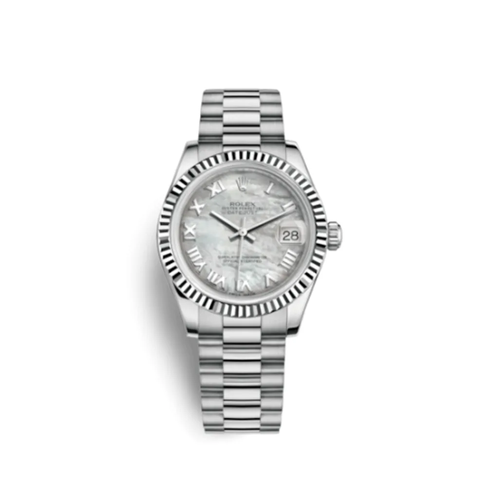 Rolex Datejust 31 White Gold Fluted / President / MOP Roman
