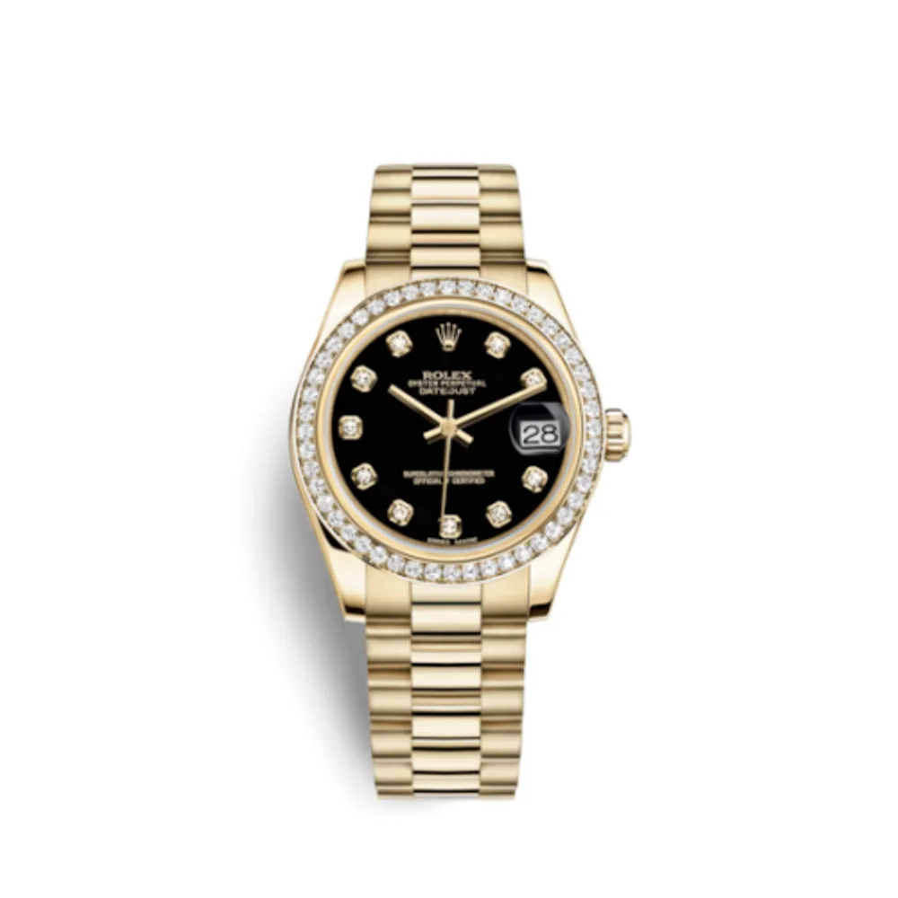 Rolex Datejust 31 Yellow Gold Diamond / President / Black Diamond