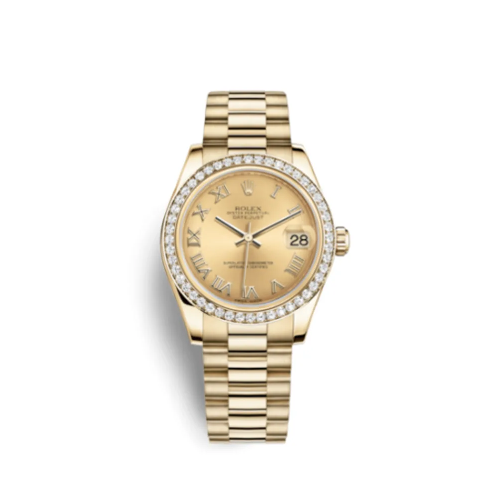 Rolex Datejust 31 Yellow Gold Diamond / President / Champagne Roman