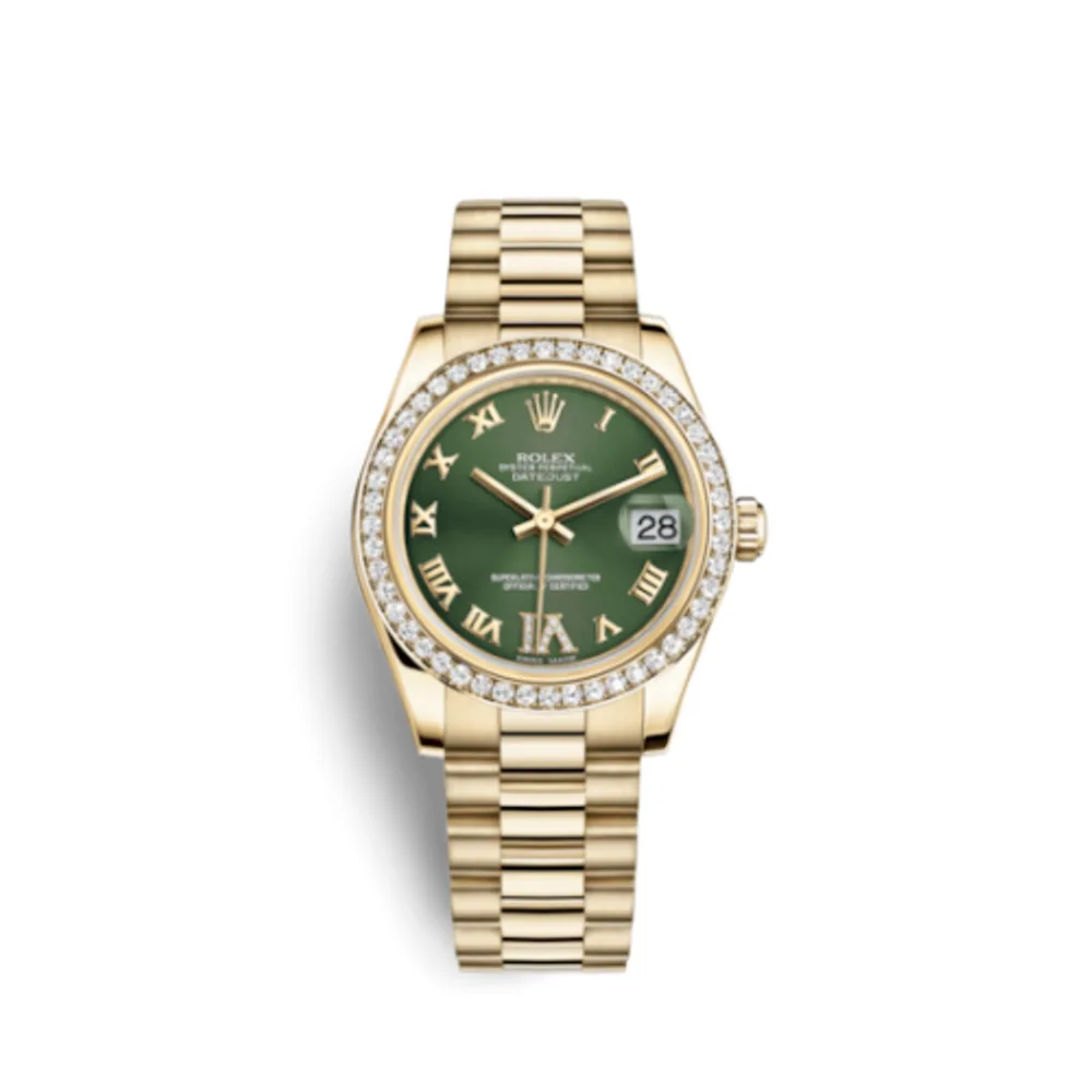 Rolex Datejust 31 Yellow Gold Diamond / President / Olive Roman