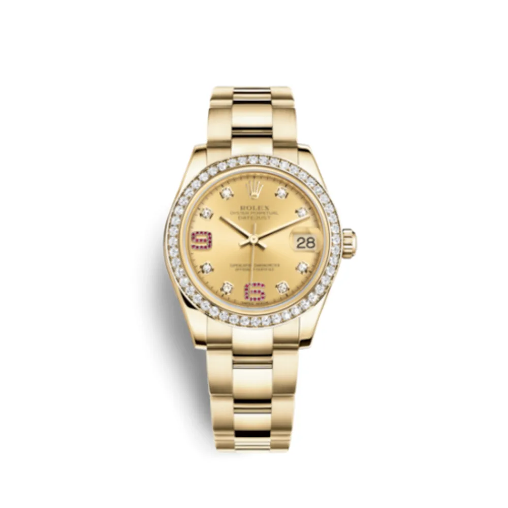 Rolex Datejust 31 Yellow Gold Diamond / Oyster / Champagne Diamonds Rubies