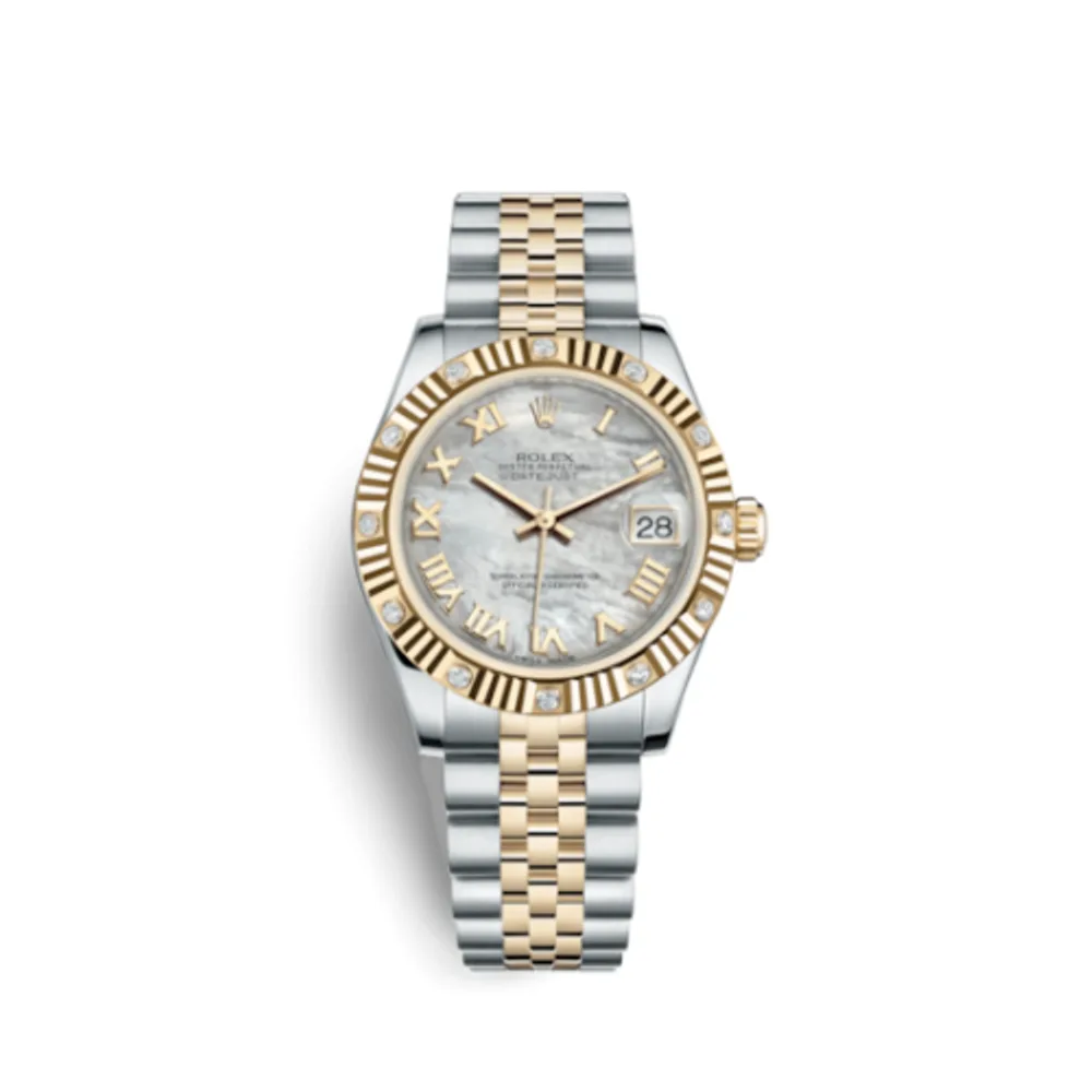 Rolex Datejust 31 Rolesor Yellow Fluted Diamond / Jubilee / MOP Roman