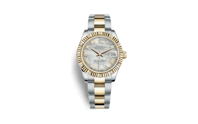 Rolex Datejust 31 Rolesor Yellow Fluted Diamond / Oyster / MOP Roman