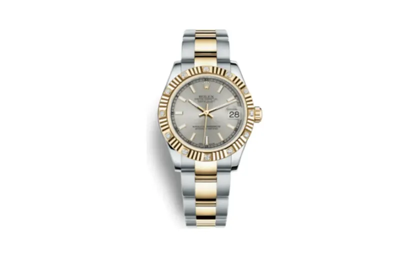 Rolex Datejust 31 Rolesor Yellow Fluted Diamond / Oyster / Silver